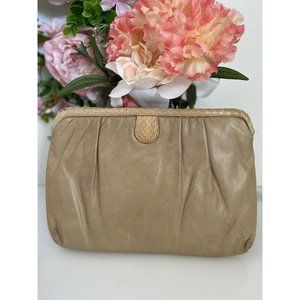 Vintage Tan Morris Moskowitz Leather Reptile Convertible‎ Clutch Crossbody Bag